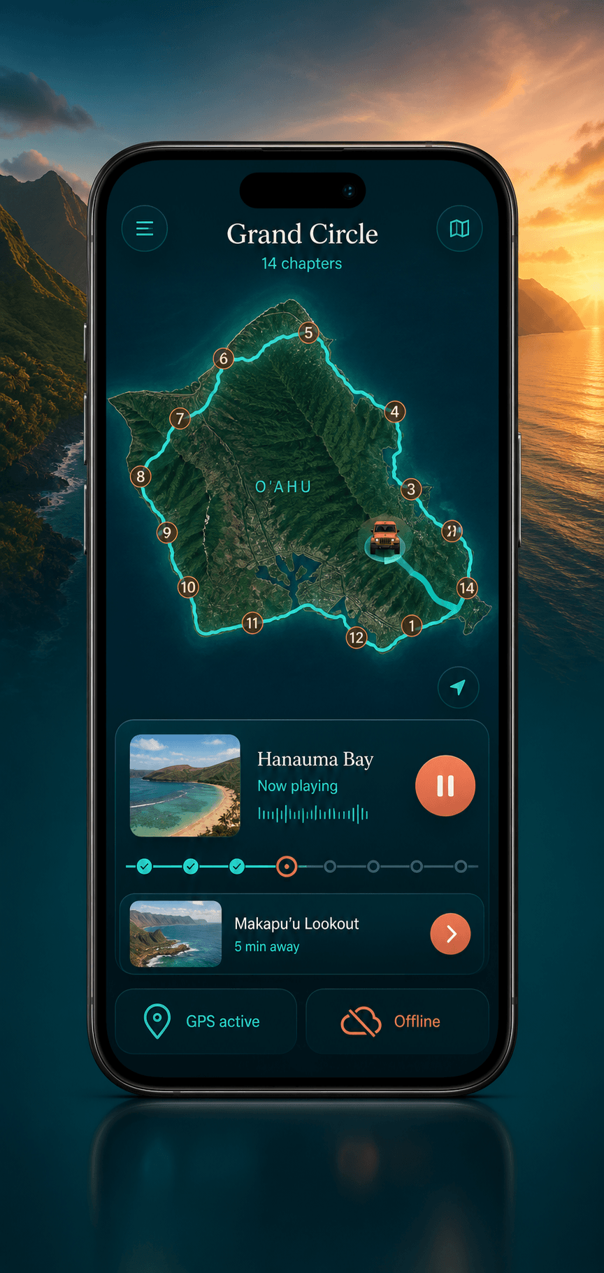 Grand Circle live route with Start the tour and GPS narration controls