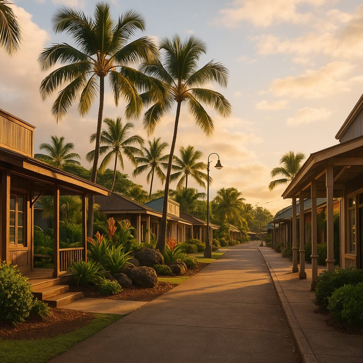 Haleʻiwa town at golden hour